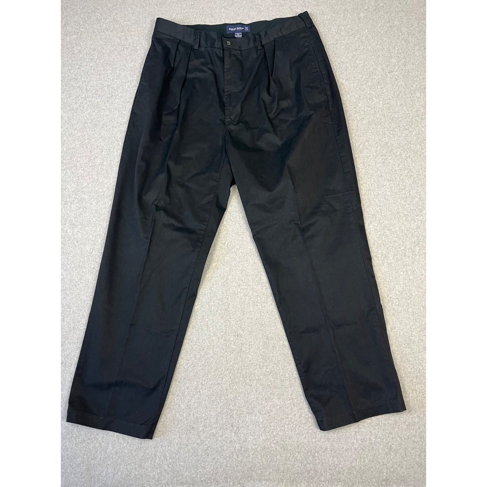 Vintage Polo Golf Ralph Lauren Pants Mens 40x32 Black‎ Pleated Classic Fit